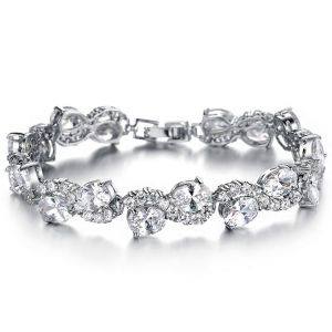 Quality Women Platinum Plated Clear Cubic Zirconia Bracelet Wedding Jewelry (JDS924WHITE) for sale