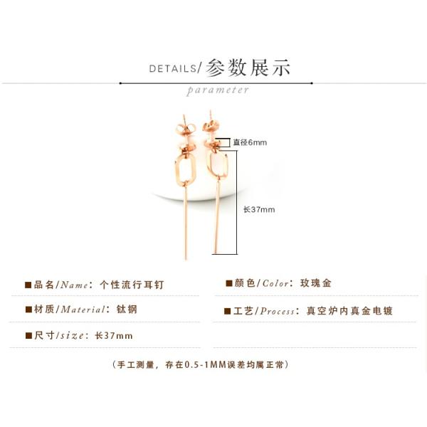 Fashion Accessories Women Stainless Steel Ellipse Long Drop Earring