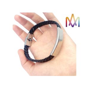 13g Plait Grain Braided Leather Bracelet Engraved