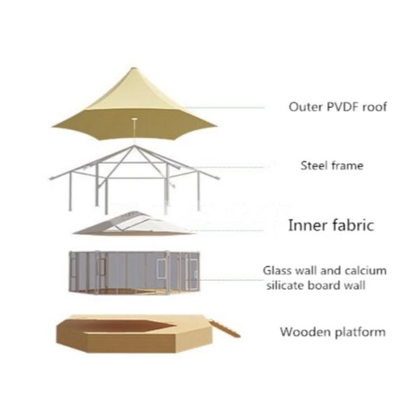 Prefabricated Metal Home 5 Star Glamping Campsites Anti Corrosion