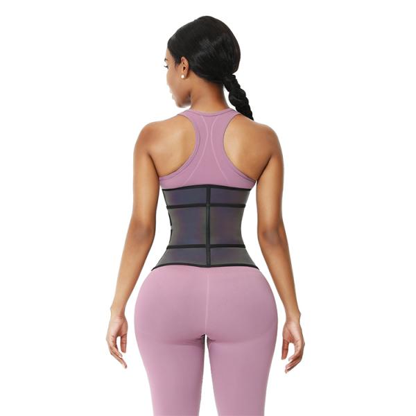 Plus Size Waist Trainer Reflective Latex Double Belt Slimming Belts with Steel Bone