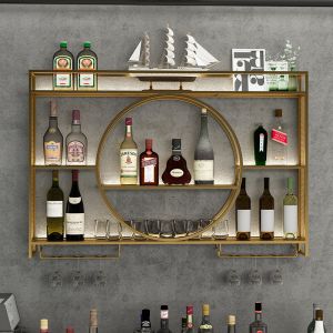 Rustproof Golden 140cm Length Metal Wine Rack Wall Mounting
