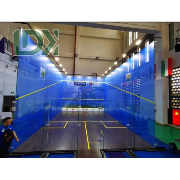 Super Full Glass/Wood Wall Double Squash Court With Customized Logo And Tempered Glass