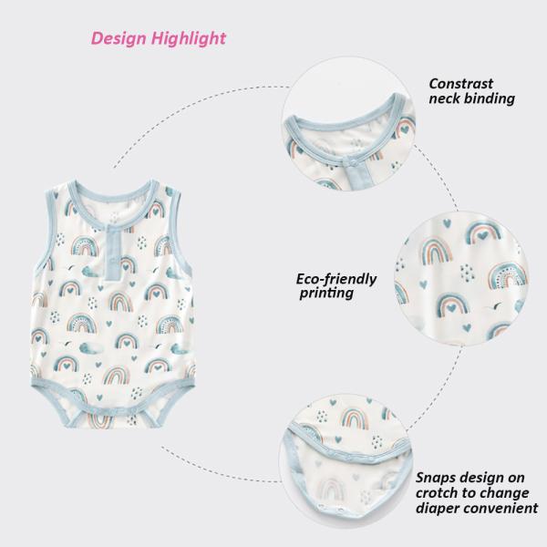 In Stocks Custom Color Printing Baby Rompers 97%Bamboo 3%Spandex Snaps Design Baby Clothing