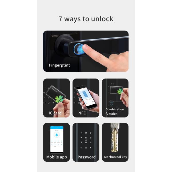 Biometric Smart Wifi Door Lock With Handle Keyless Entry Door Lock With Fingerprint