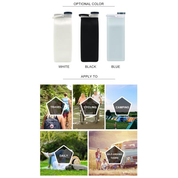 21oz Sport Cold Bike Recycled Collapsible Silicone Water Bottle