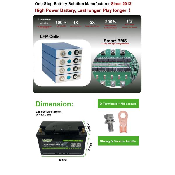 Deep Cycle RV Camper Van LiFePO4 Battery L5 12V 100Ah Camping Car Batteries