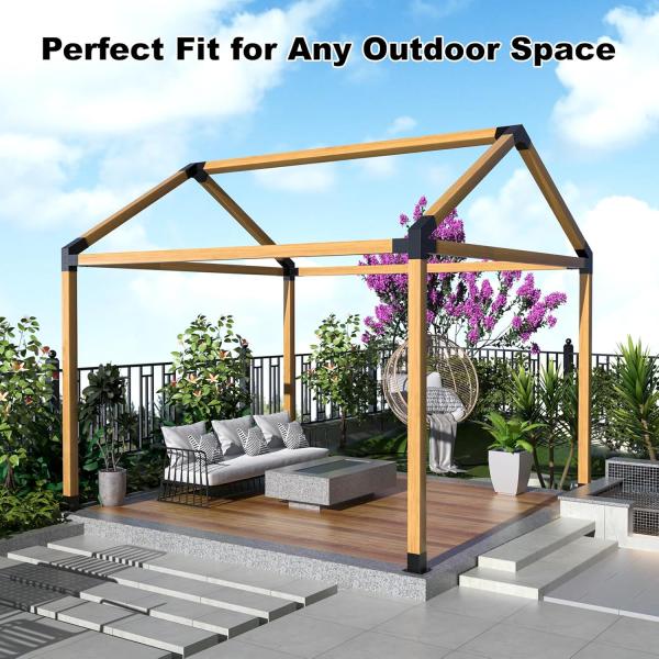 Heavy Duty 30° Slanted Roof Wall Mount 4x4 Pergola Bracket Kit Angled Construction Pergola Hardware for Outdoor Wood Gazebo Sheds