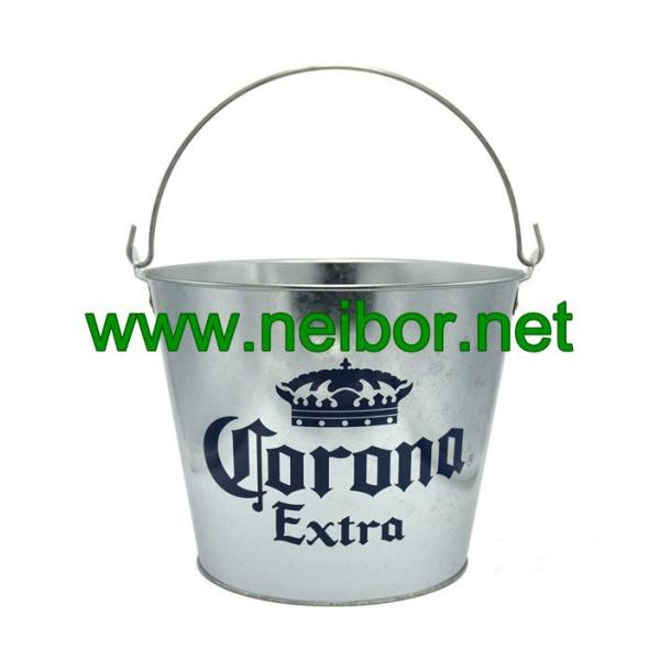 Galvanized steel 5QT ice bucket with handle for Corona beer