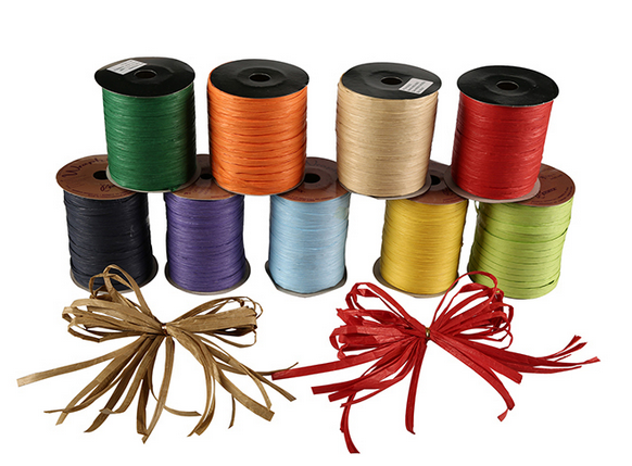 Gift package paper pretied raffia ribbon bow Tie and bundle egg for pack in opp bag