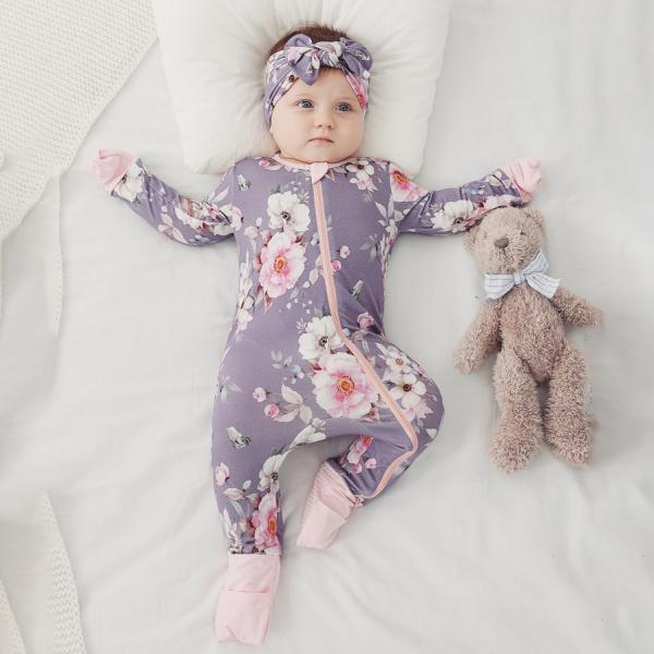 In Stock 2023 Bamboo Viscose Baby Sleep Rompers Organic Bamboo Baby Romper Newborn Reverse Zipper Jumpsuit Toddler Zip B