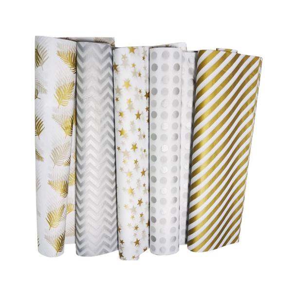 Foldable Birthday Gift Wrapping Paper Golden Printing For Clothing Shoe