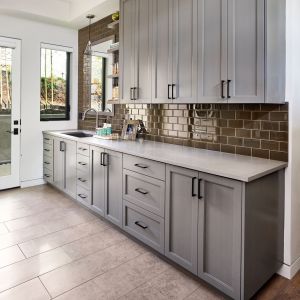 Customized Solid Dark Grey Bathroom Cabinet Shaker Washing Machine Cabinet