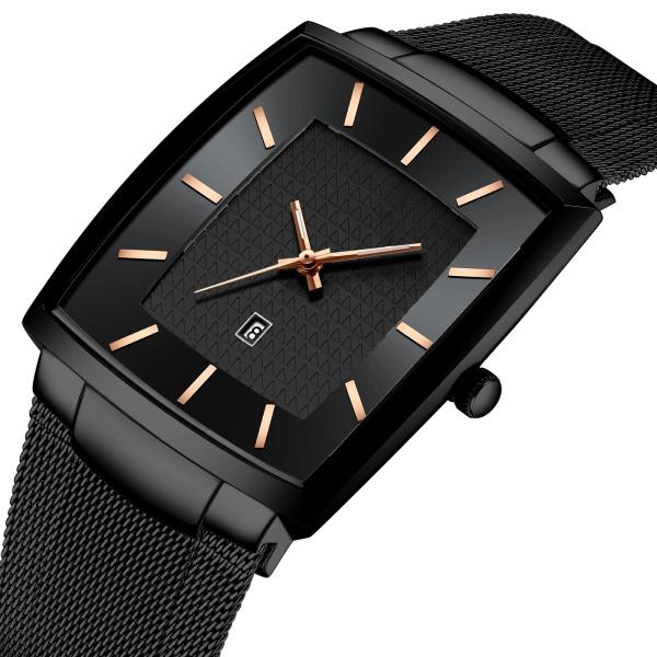 48mm Rectangular Ultra Thin Men'S Stainless Steel Strap Watch Quartz Movement