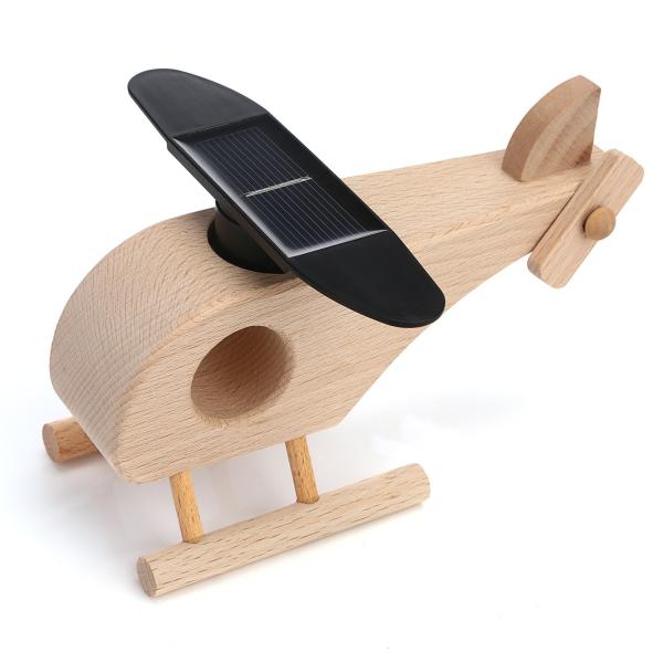 Nature Color Kids Toys Solar Powered Helicopter Wooden Toys Educational Solar Toys for Kids