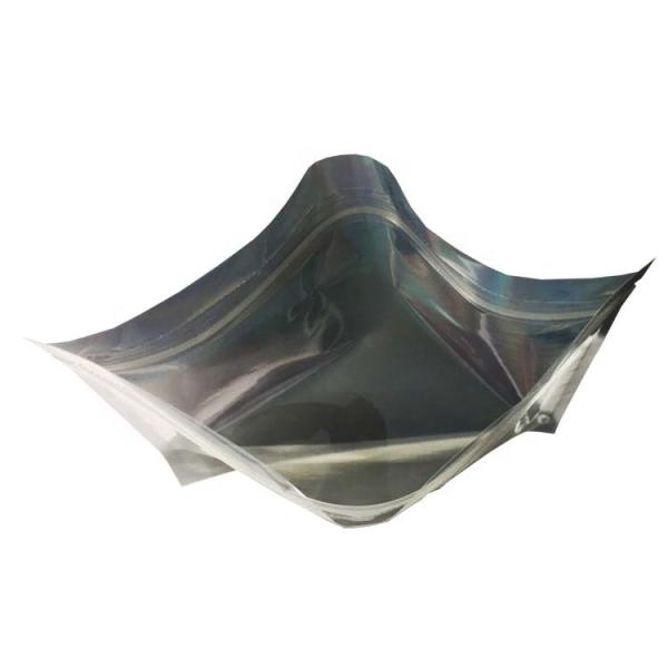 Holographic Compostable Aluminium Foil Three Side Seal Mylar Bag with Zipper and Window for Gifts or Cosmetics