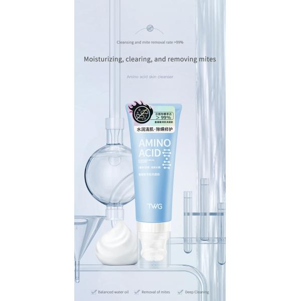 Facial Cleanser Cleansing Moisturizing Whitening Skin Care Washing Amino Acid Face Wash with Brush