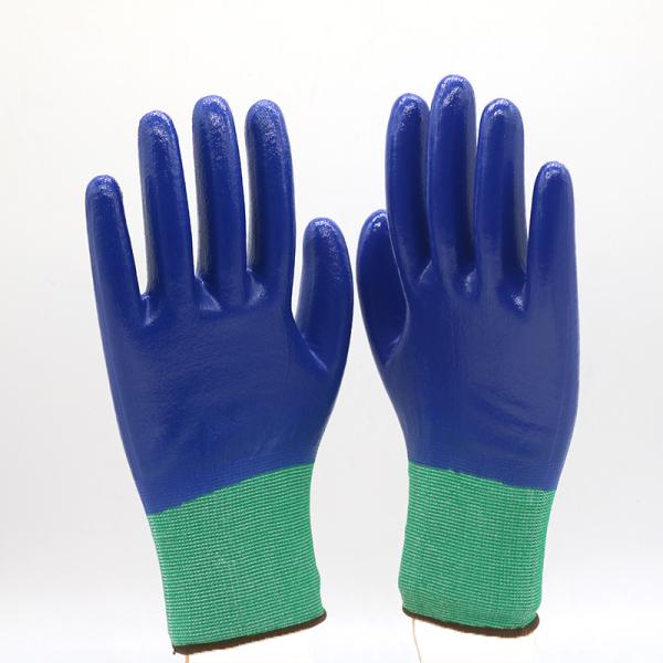 ZM 13 Gauge Polyester Liner With Smooth Nitrile Fully Dipped Glove For Wet And Oily Conditions Glove Waterproof