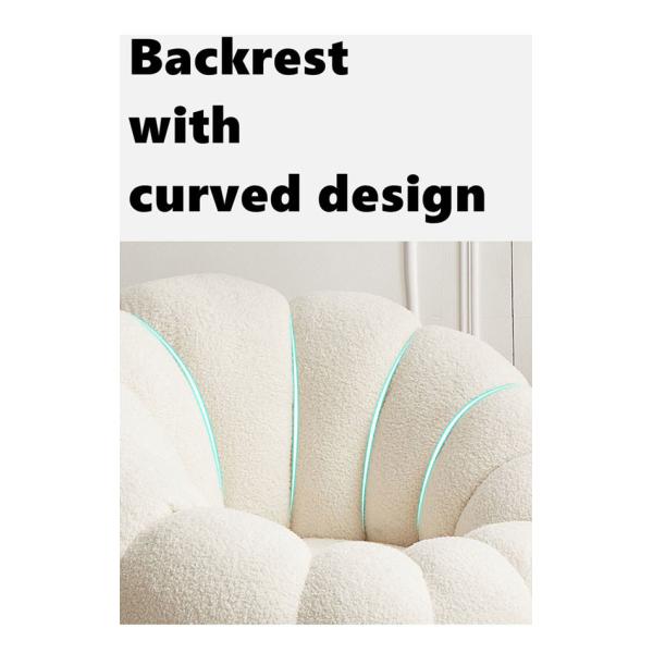 Single Seater Recliner Armchair White Pumpkin Sofa Chair White Fabric Leisure