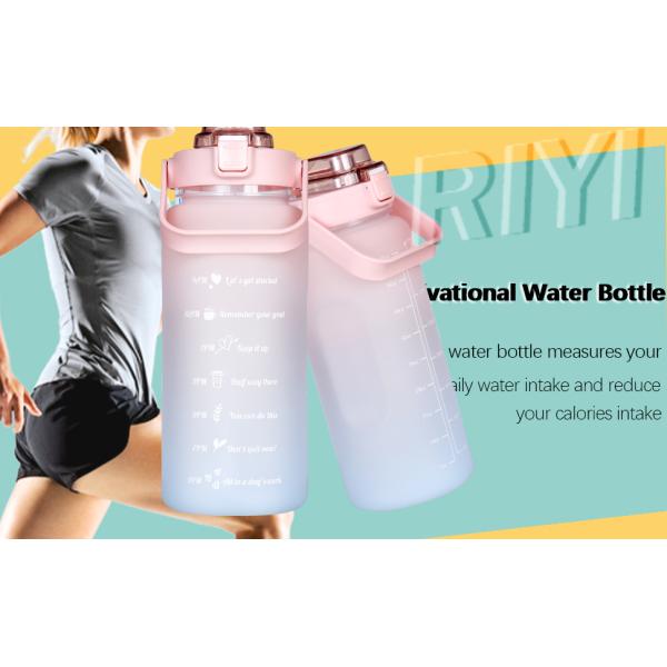 Large Half Gallon 64oz Motivational Water Bottle With Straw Time Marker BPA Free For Fitness