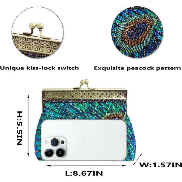 VINTAGE STYLE BEADED AND SEQUINED EVENING BAG WEDDING PARTY HANDBAG CLUTCH PURSE FOR WOMEN EVENING