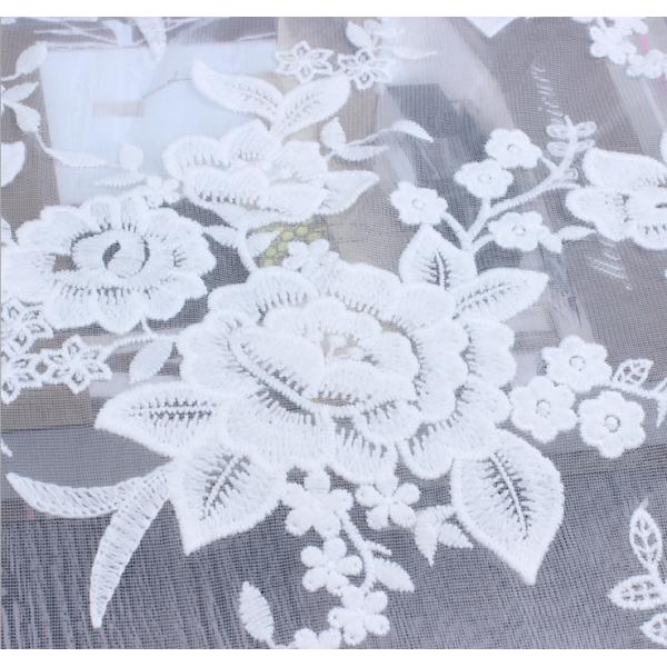 Mesh Embroidery Fabric Fashion Lace for Bridal Dress Black Ivory Double Color