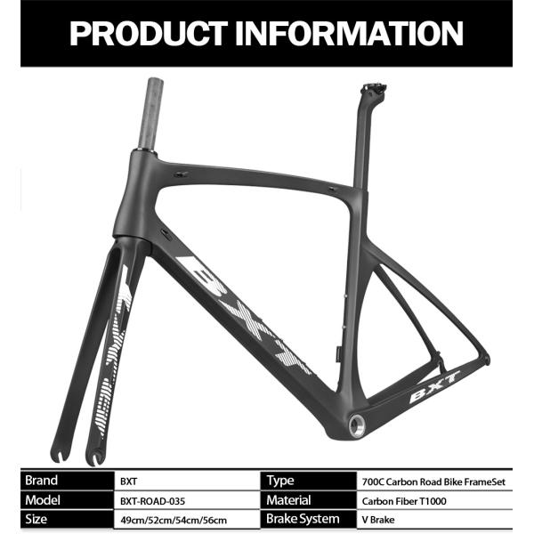 Rim Brake Road Bike Carbon Frame 700C V Brake Tire 25C 150kg Max Load