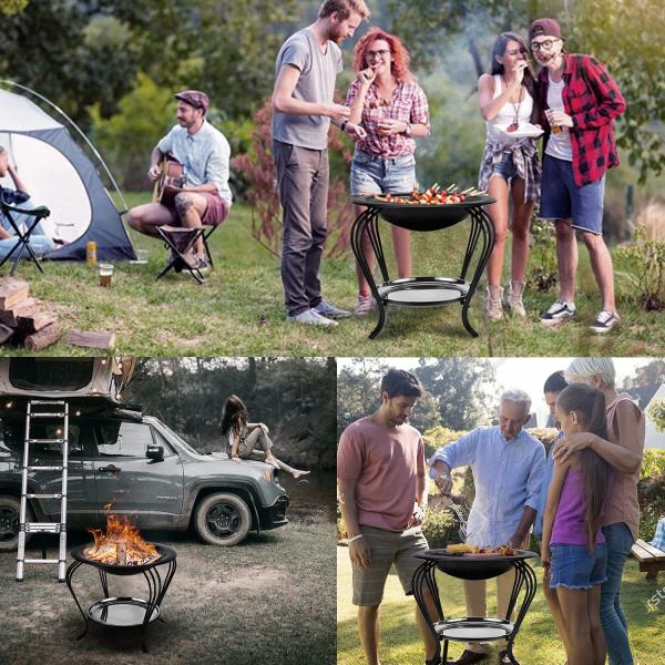 22 Inches Portable Foldable Outdoor Burning Fire Pit Round Burning Fire Pit