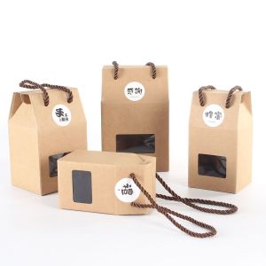 Quality Impact Resistant Double Rope PVC Window Kraft Paper Gift Boxes for sale