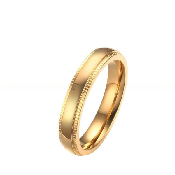 Women Men Gold Wedding Stainless Steel Rings 4mm High Polish Plain Gear Wheel Step Edges
