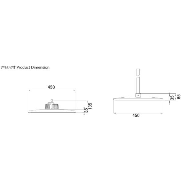 Indoor Dimmable High Bay LED Lighting High Strength Cover Impact Resistance
