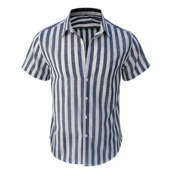 2023 Summer Europe and America Men&prime;s Short-Sleeved Men&prime;s T-Shirt Patchwork Color T-Shirt Leisure Summer Beach Fashion Short-Sleeved Striped Shirt