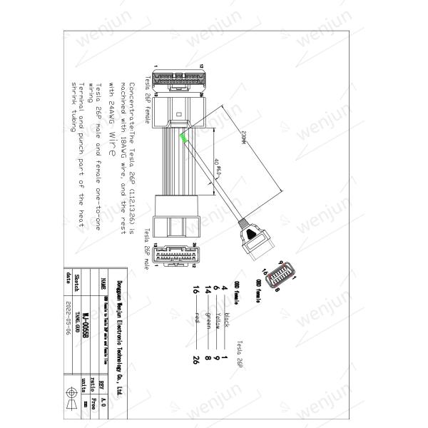 Stable 30cm OBD2 Scanner Cable For Car 26 Pin PVC PE Material