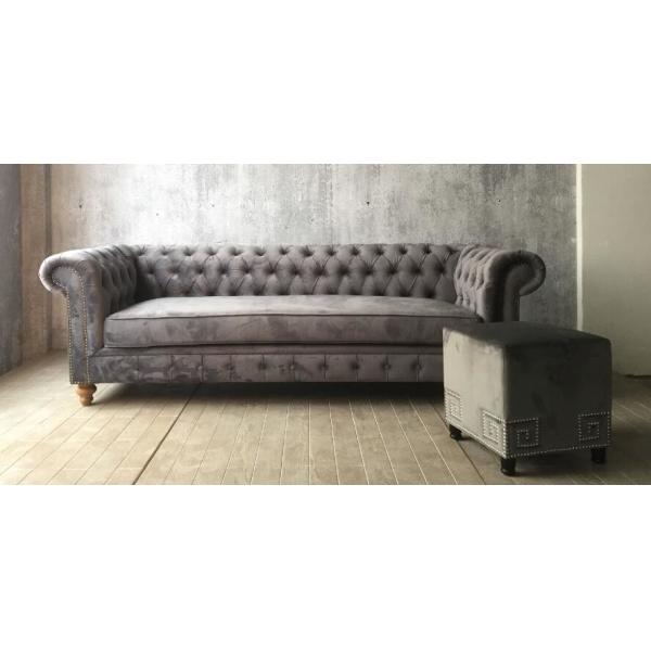 2017 hot sale moden luxury chesterfield sofa with grey velvet,living room sofa,french style sofa,oak wood sofa