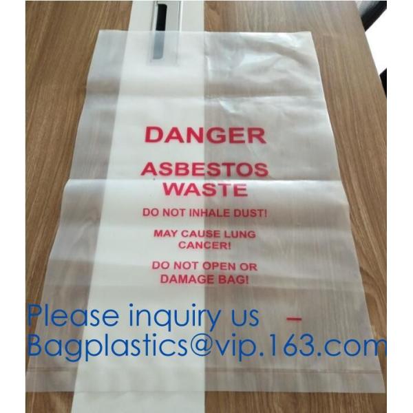 PE asbestos yard waste bags,hazard waste disposal bags,Customized danger warning printing clear polythene LDPE asbestos
