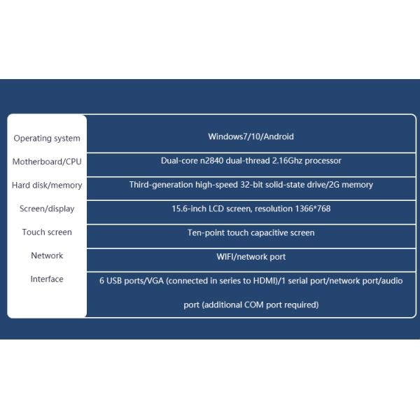 15.6Inch Touch Screen Desktop POS Terminal N2840 2+32GB Retail Cash Register with Scanner