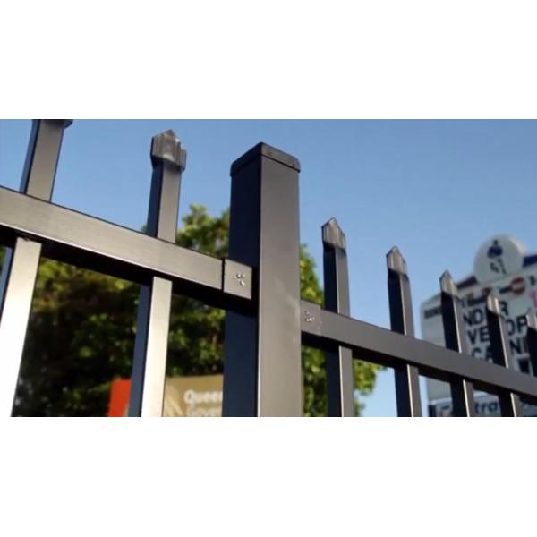 Spear Top fixed fence panel 1.2mx2.4m galvanized steel Black/cream colour