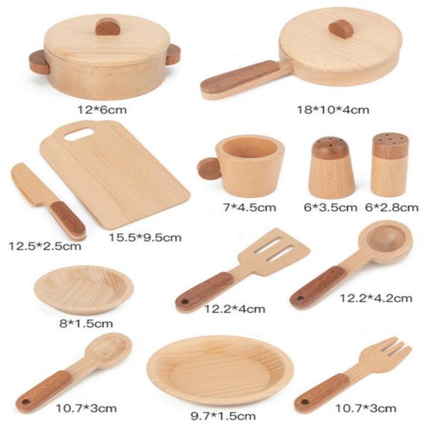 Children'S Log Wooden Kitchen Toy Set Simulation Mini Educational