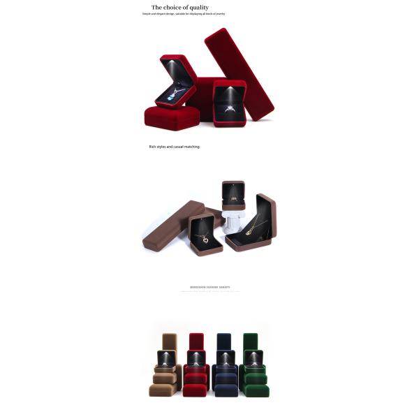 Jewelry Boxes Material LED Velvet for Customized Size Hanhong Logo Embossed Ring Gift