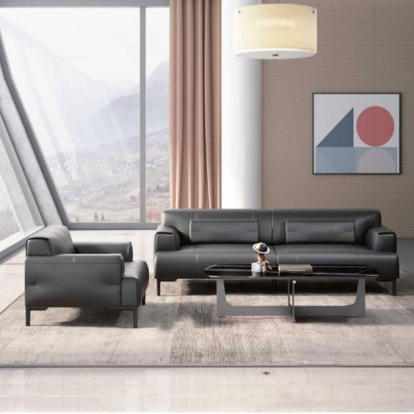 ISO Sponge Material Office Furniture Sofa Black Color Leather Sofa Set