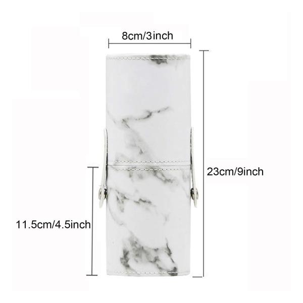 Cosmetic Marbled Faux Leather Tube Makeup Brush Holder With Snap Shut