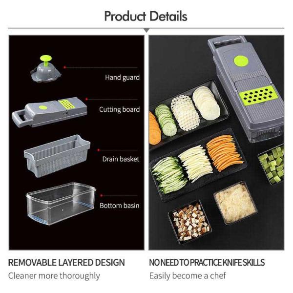 14 In 1 Multifunctional Vegetable Chopper With 8 Stainless Steel Blade