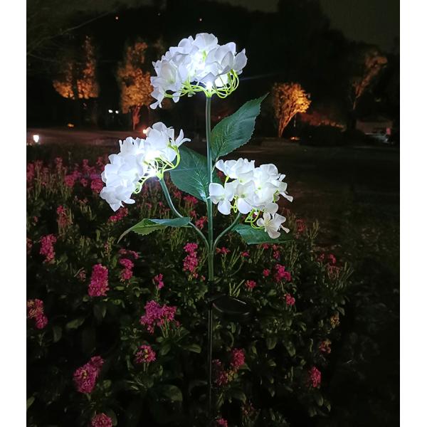 3 Heads Flower Solar Hydrangea Lights Outdoor Garden LED Simulation Flower Lights