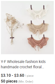 Y-F 2023 Autumn Girls Two Tone Detachable Lace Collar Crochet Kids Cotton Flower Wedding Vintage Collar