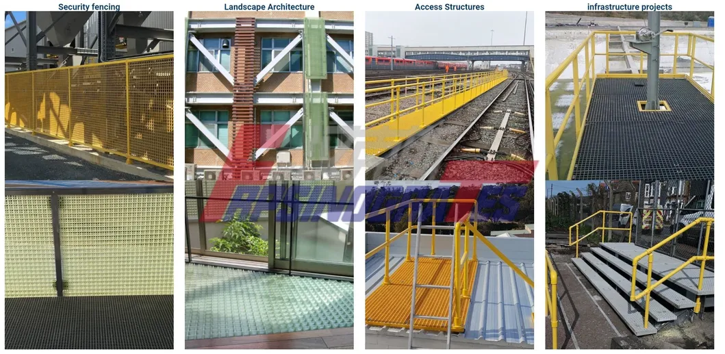 Non-Slip Aesthetic Eco Friendly Industrial Grade Material FRP Products Fiberglass Grating