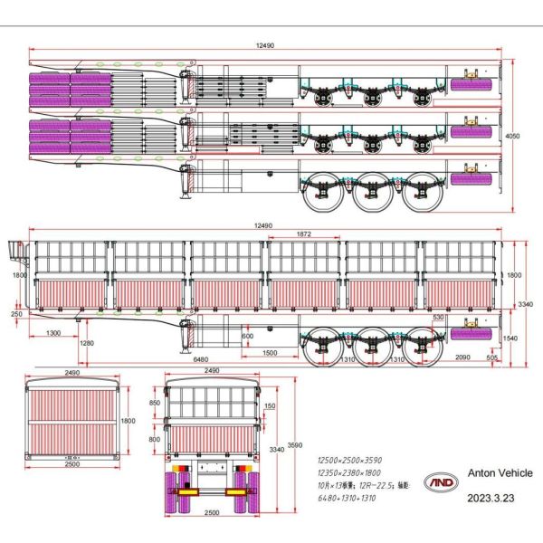 High Quality Tri/Four Axles 60-70 Ton Fence Semi Trailer Truck Trailer