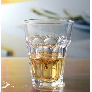 Quality Stemless Embossed Multiple Tangent 10 Oz Glass Tumbler for sale