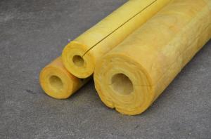 China High Temp Glass Wool Pipe Insulation , Yellow Glasswool Pipe Cover on sale