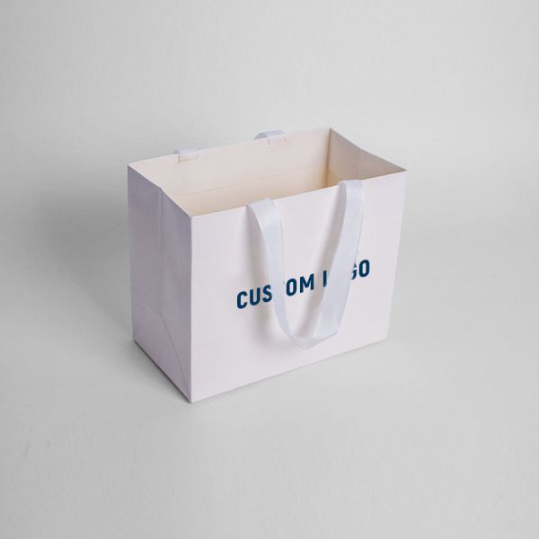 Custom Logo Matt Paper Clothing Packaging Gift Paper Bag With Ribbon Handle For Your