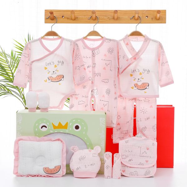 2023 new design custom Cotton 12pcs baby gift set Newborn sleepwear Gift box 100% Cotton baby clothes set for 0-6Months